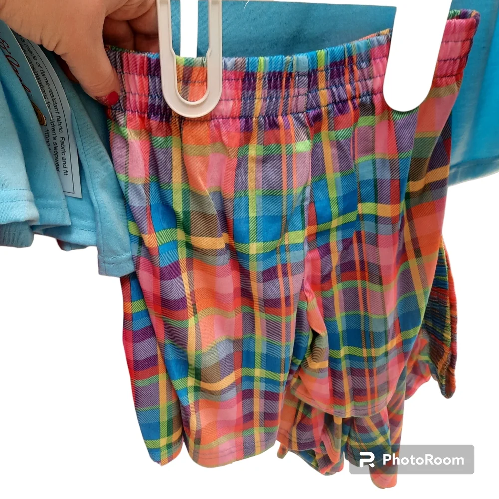 Cat & Jack Kids Pajamas Plaid Shorts Blue Top Size 8 NEW Gift Idea Easter